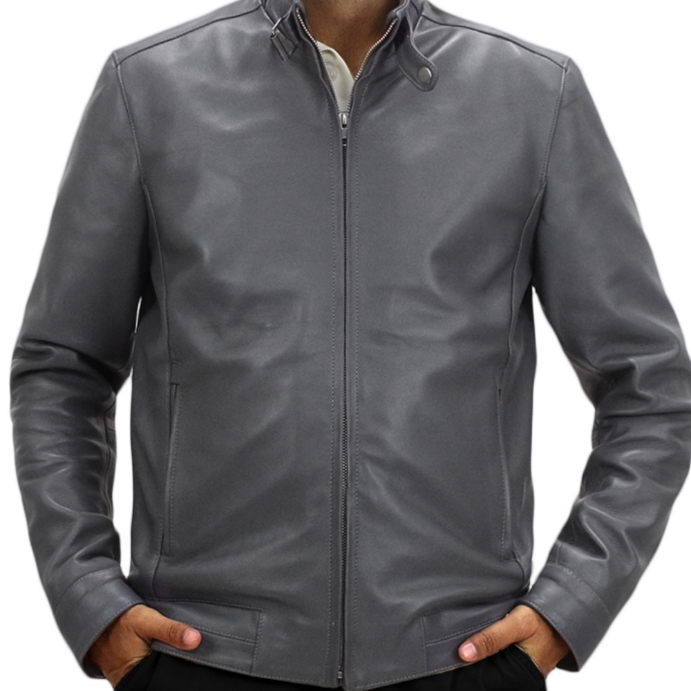 Laverapelle Men's Genuine Lambskin Grey Leather Jacket (Classic Jacket)